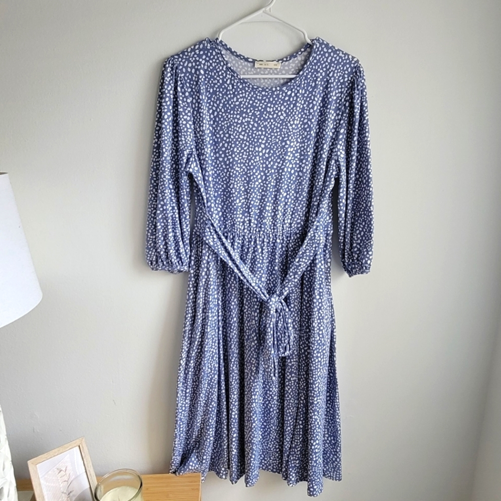 Modest Soft powder Blue dress with white spots
